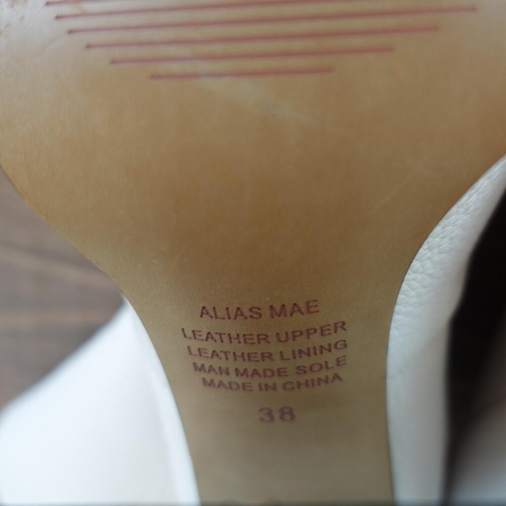 Alias‎ Mae Boots Womens Size EU 38 White Leather Ankle Block Heel Square Toe Zip - Picture 8 of 10